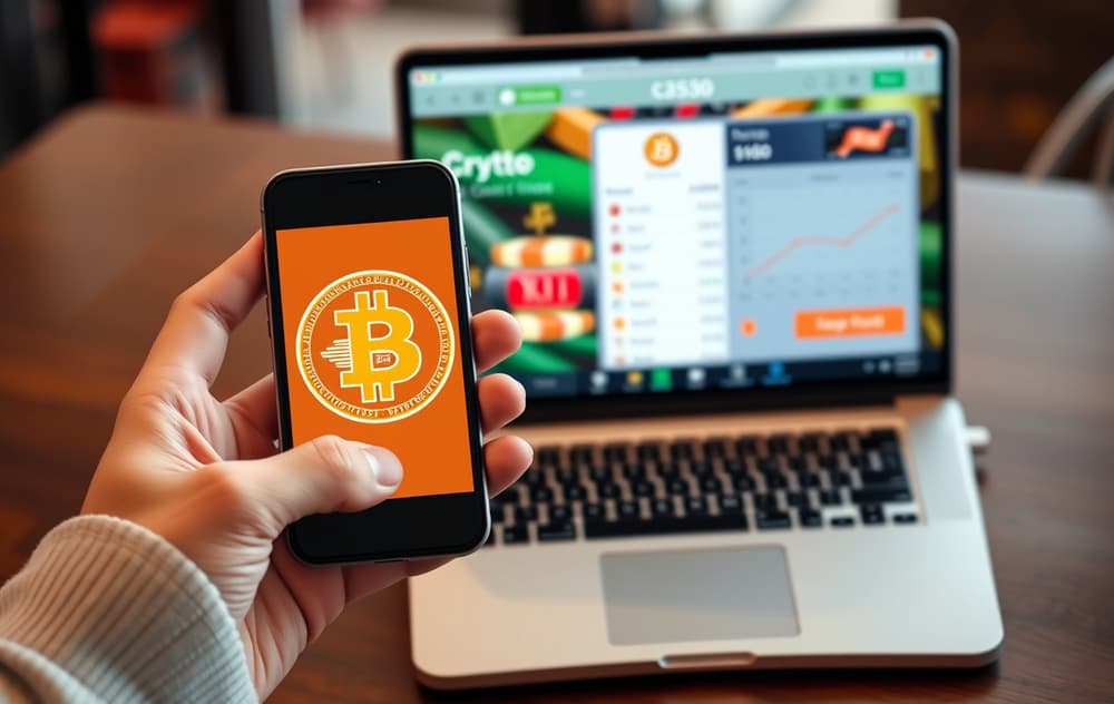Person som skanner QR-kode for Bitcoin-innskudd på en bettingside.