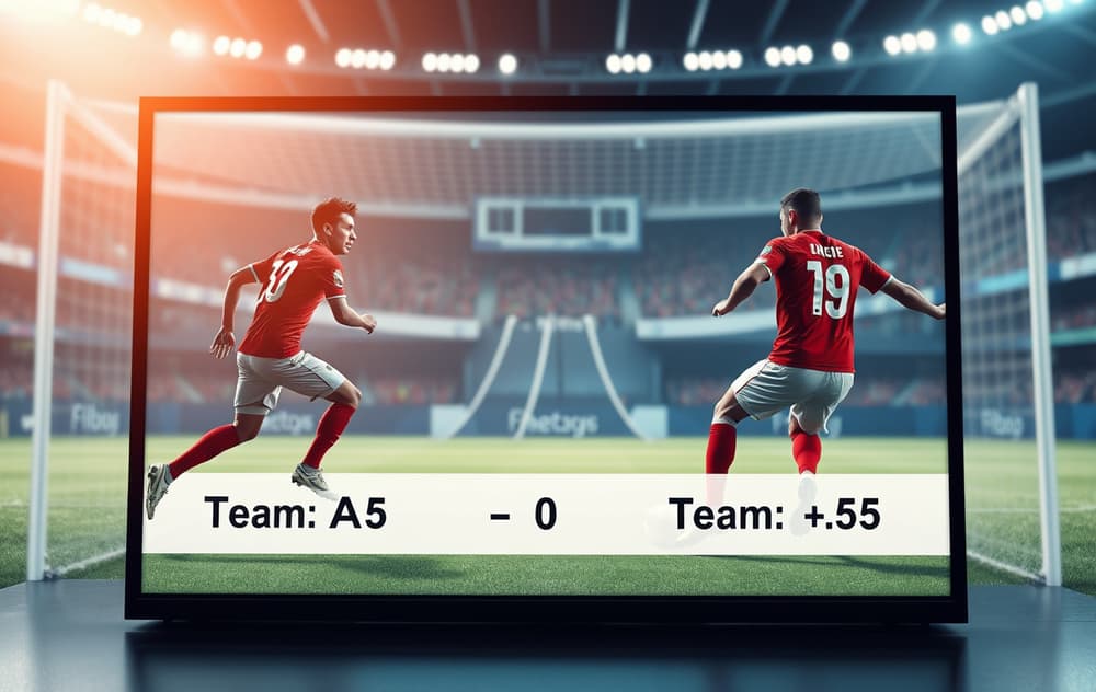 Asiatisk handicap-odds vist på en digital skjerm under en fotballkamp.