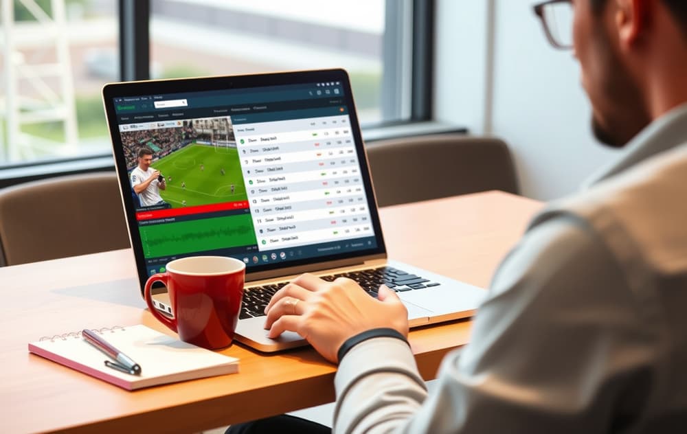 En person som sammenligner odds på nye bettingsider på en bærbar PC