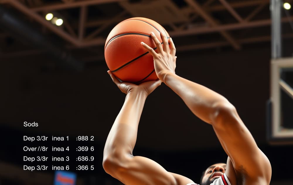 Basketballspiller med oddslinjer for over/under og handicap.